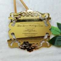 Gold Mirror Acrylic Invitation Card Greeting Invitation Personalized Custom